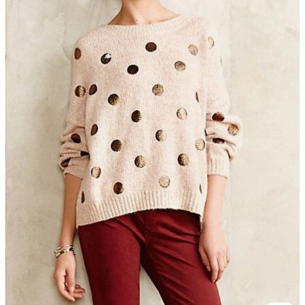 Essentiel Antwerp Light Pink Gold Dot Mohair Blend Sweater
